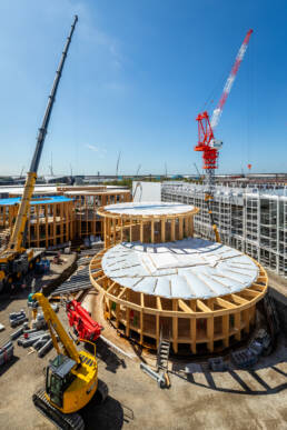 Aerial shot of the German Pavilion construction site