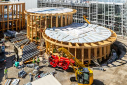 Aerial shot of the German Pavilion construction site