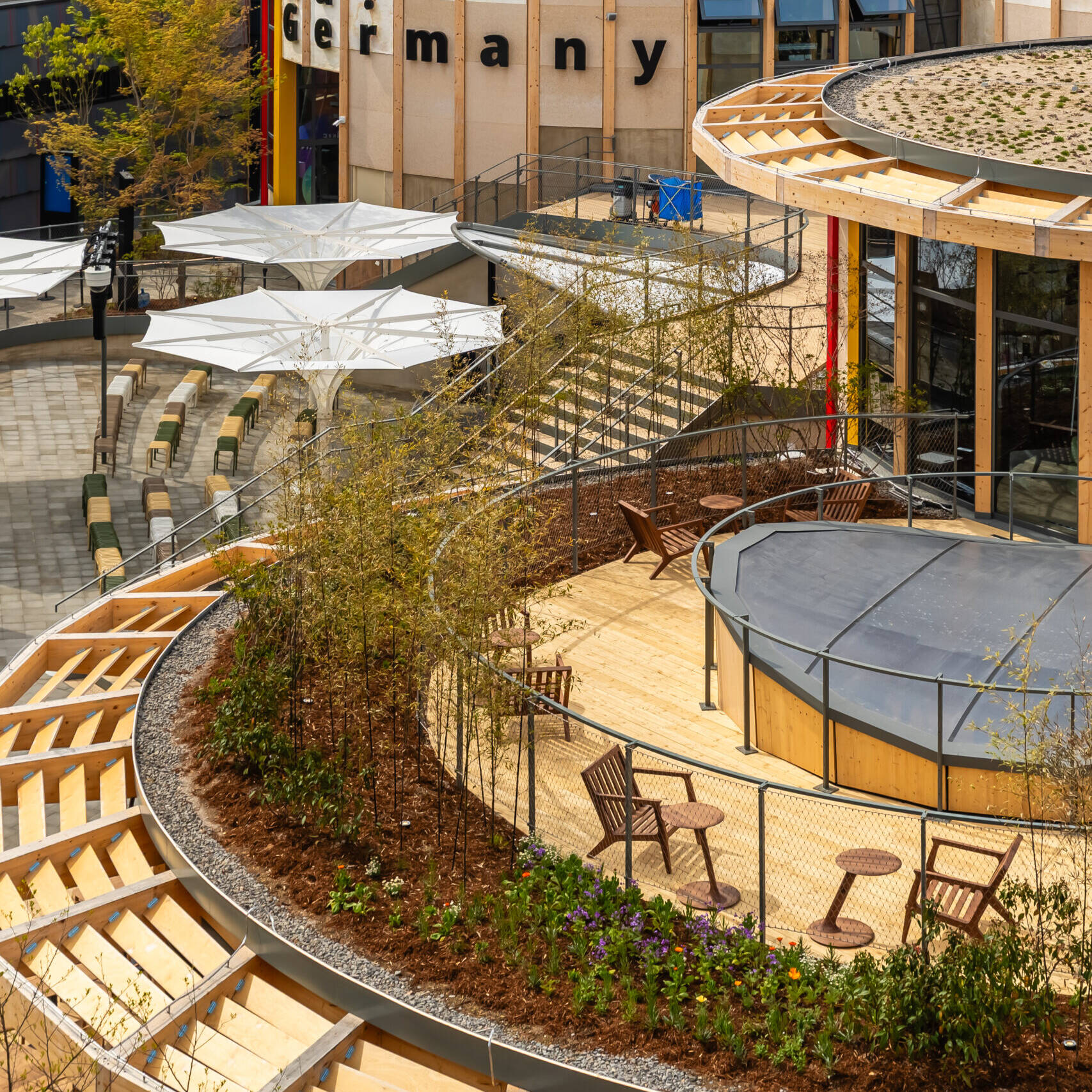 German Pavilion exterior and landscaped terrace at Expo 2025 Osaka